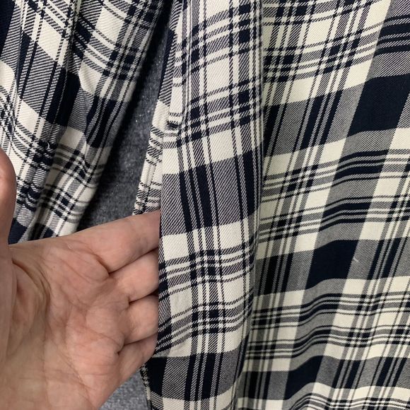 Abercrombie & Fitch B&W Plaid Tunic Women Small Roll Tab Sleeve Pockets - Picture 5 of 16